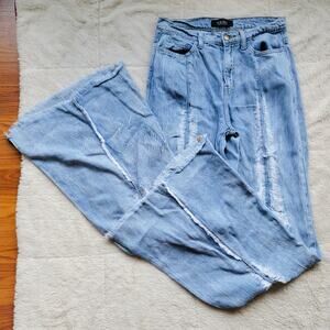 AKIRA Ultra Distressed High Rise Flare Leg Jeans